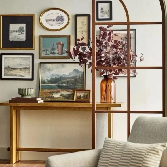 Hearth & Hand Horizontal Oval Gold Framed Landscape Sketch Wall Art 12”x16” NIP - Picture 8 of 8